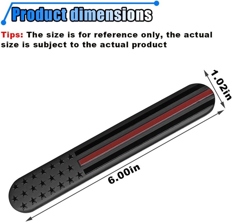 LHDOS 2PCS USA American Flag Emblem Car Sticker, 6"x 1" 3D Adhesive Patriotic Car Decal Auto Fenders Emblem, Universal Metal Badge Emblem Car Body Decoration Sticker for Car Bumper Window (Black/Red) Trusted all-purpose quality - Image 2