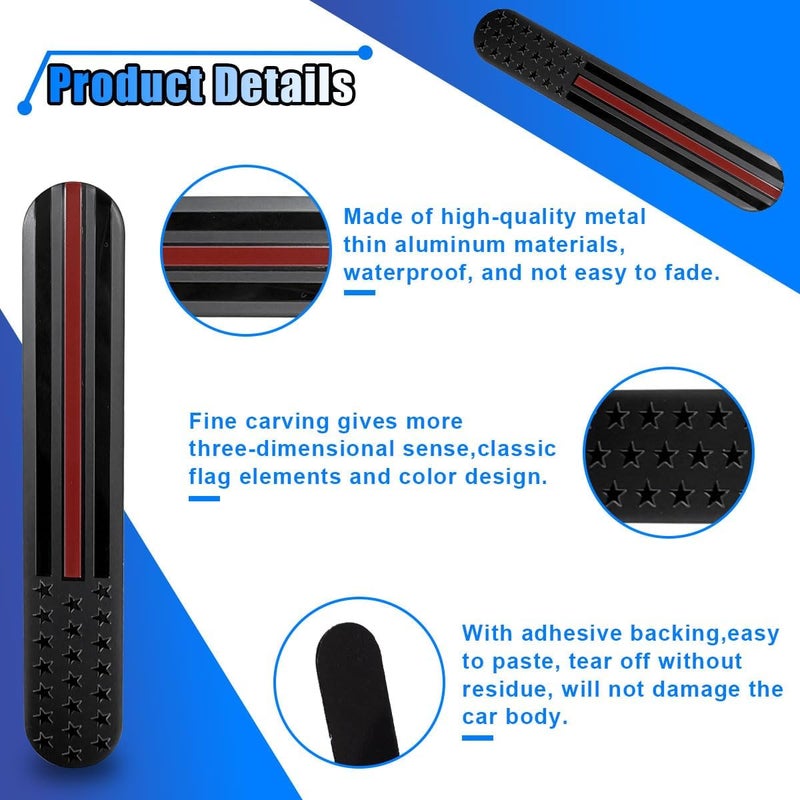 LHDOS 2PCS USA American Flag Emblem Car Sticker, 6"x 1" 3D Adhesive Patriotic Car Decal Auto Fenders Emblem, Universal Metal Badge Emblem Car Body Decoration Sticker for Car Bumper Window (Black/Red) Trusted all-purpose quality - Image 3