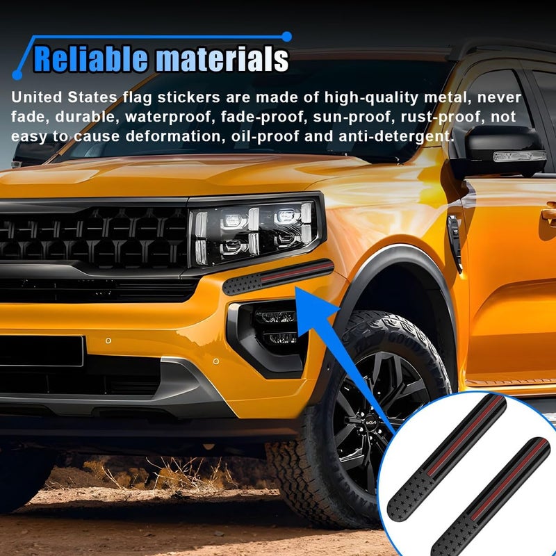 LHDOS 2PCS USA American Flag Emblem Car Sticker, 6"x 1" 3D Adhesive Patriotic Car Decal Auto Fenders Emblem, Universal Metal Badge Emblem Car Body Decoration Sticker for Car Bumper Window (Black/Red) Trusted all-purpose quality - Image 5