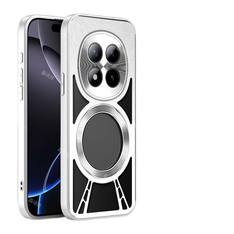 غطاء واقي بAluminum Alloy لـ Redmi Note 15 Pro مع مغناطيسي وحلقة إصبع مع تصميم معدني مفرغ مع تبريد باللون أسود باللون الأسود باللون الأحمر - Image 1