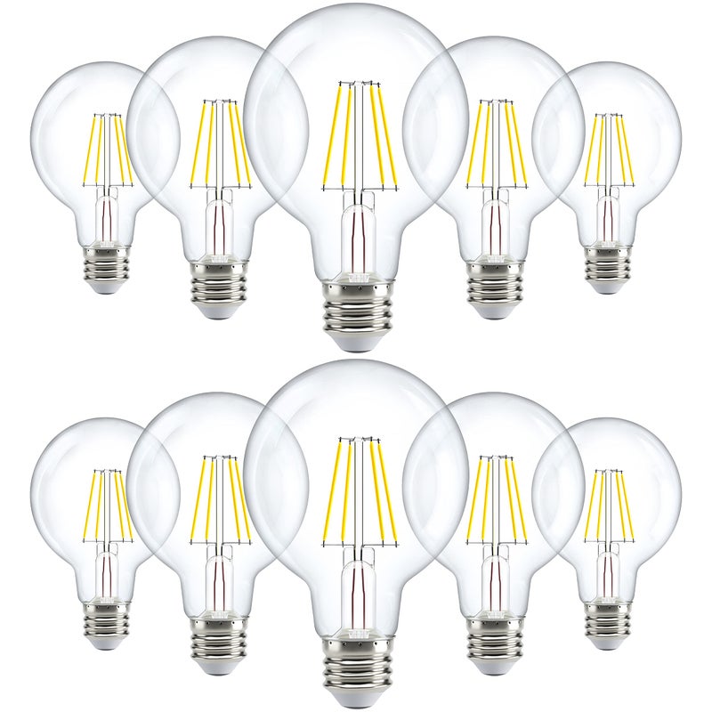 Sunco Lighting Sunco 10 Pack G25 LED Light Bulbs, Filament Edison Globe, Vanity Lighting Bulb for Bathroom Bedroom, 500 LM, 5W (60W Equivalent), 3000K Warm White, Dimmable, E26 Base, Clear UL - Image 1