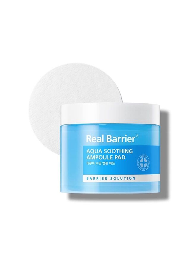 Real Barrier Aqua Soothing Ampoule Pad, 70 Pads l Hyaluronic Acid Facial Serum | Redness Relief for Sensitive Skin | Facial Moisturizer for Dry Skin| Calming Chamomile Extract| Korean Skincare - Image 1