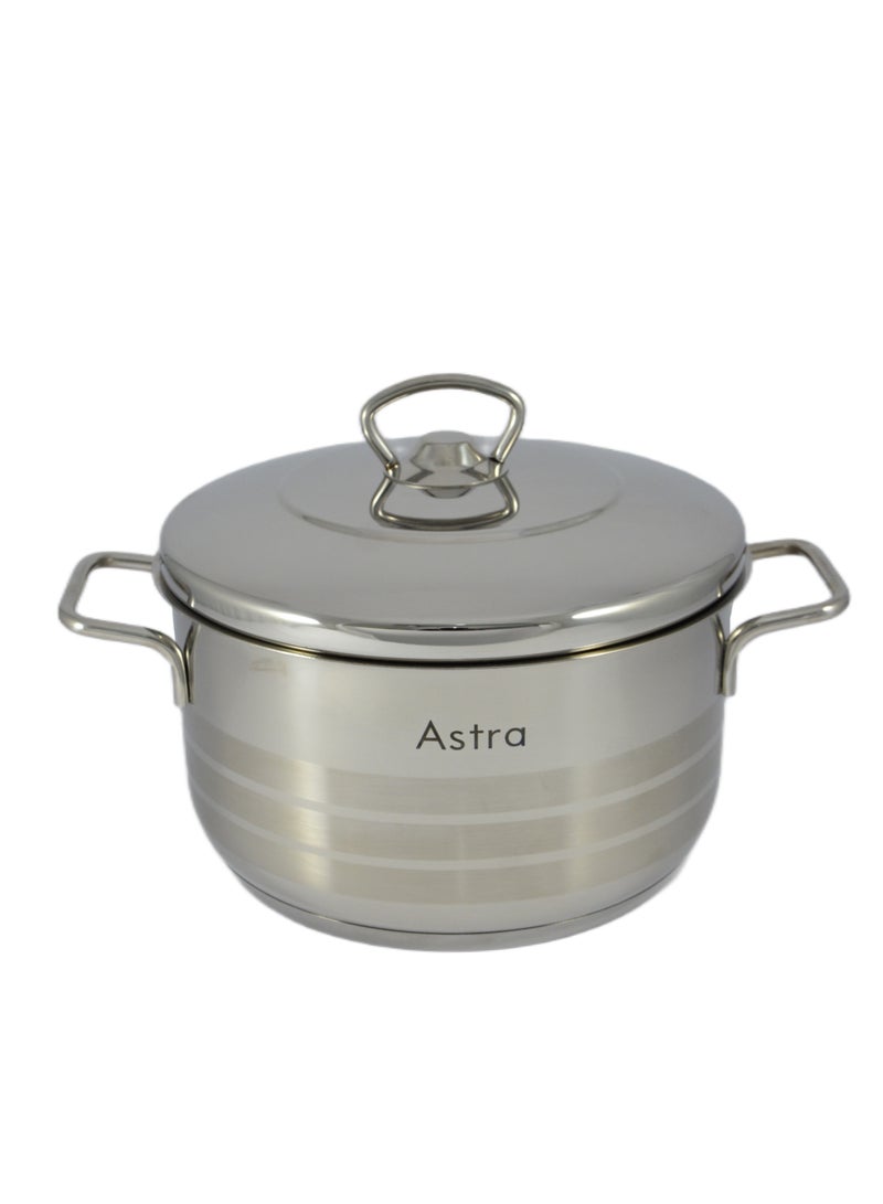 Astra كاسرولة استرا 20×11 سم - سعة 3.5 لتر - ستانلس ستيل 18/10 كروم-نيكل - فضي  - Image 1