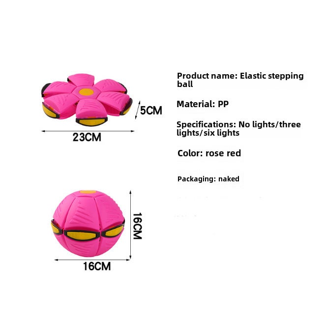 Elastic Stomp Ball Kids Magic UFO Transform Toy Rose Red 