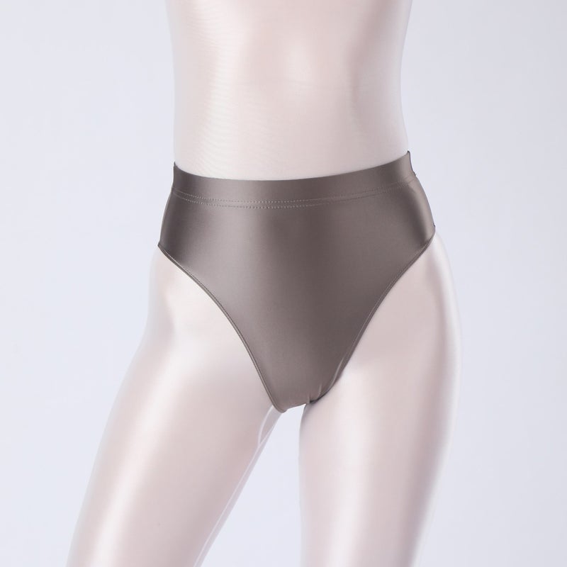 Shiny Glossy Silky Triangle Panties With High Cut For Outerwear, Hip-Hugging High-Waisted Plus-Size Tight-Fitting Underwear 7254 - Image 1