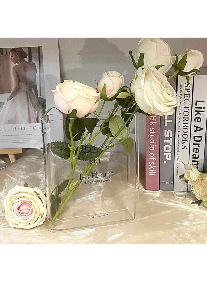 erorex Clear Book Vase For Flowers Acrylic Book Vase For Flowers Cute Bookshelf Decor Unique Vase For Book Lovers Book Shelf Decor Room Decor A Book About Flowers - Image 1