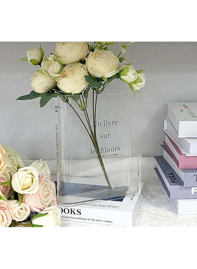 erorex Clear Book Vase For Flowers Acrylic Book Vase For Flowers Cute Bookshelf Decor Unique Vase For Book Lovers Book Shelf Decor Room Decor A Book About Flowers - Image 2