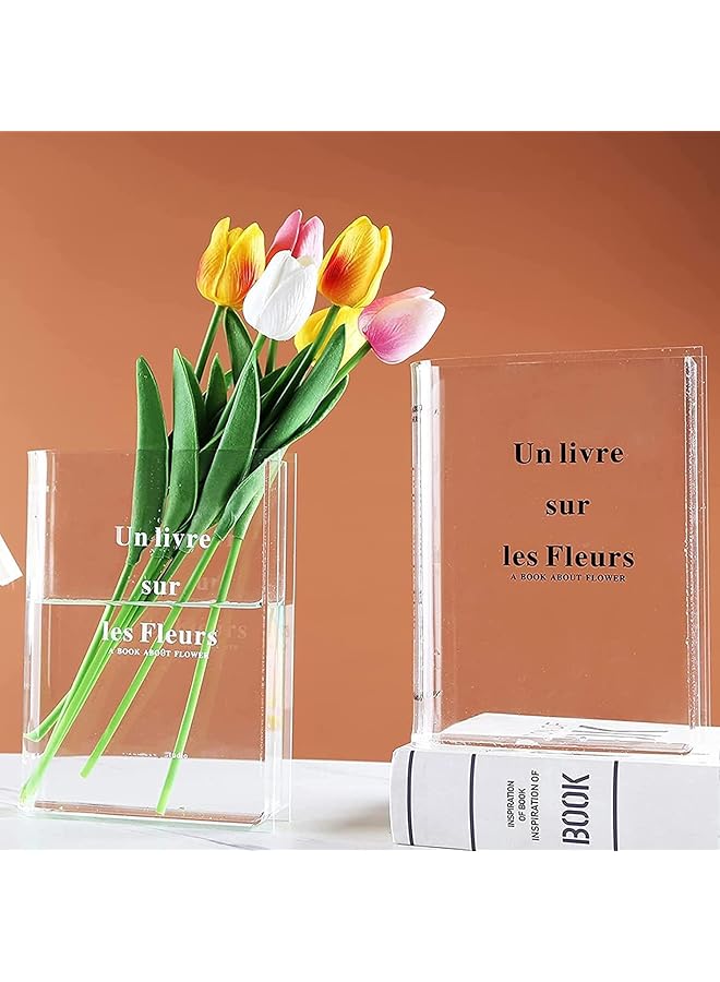 erorex Clear Book Vase For Flowers Acrylic Book Vase For Flowers Cute Bookshelf Decor Unique Vase For Book Lovers Book Shelf Decor Room Decor A Book About Flowers - Image 3