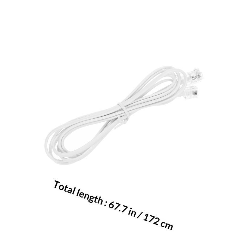 كابل هاتف أبيض 4 أسلاك من RJ11 إلى RJ45 6P4C إلى 8P8C سلك أرضي للمكتب المنزلي - Image 3