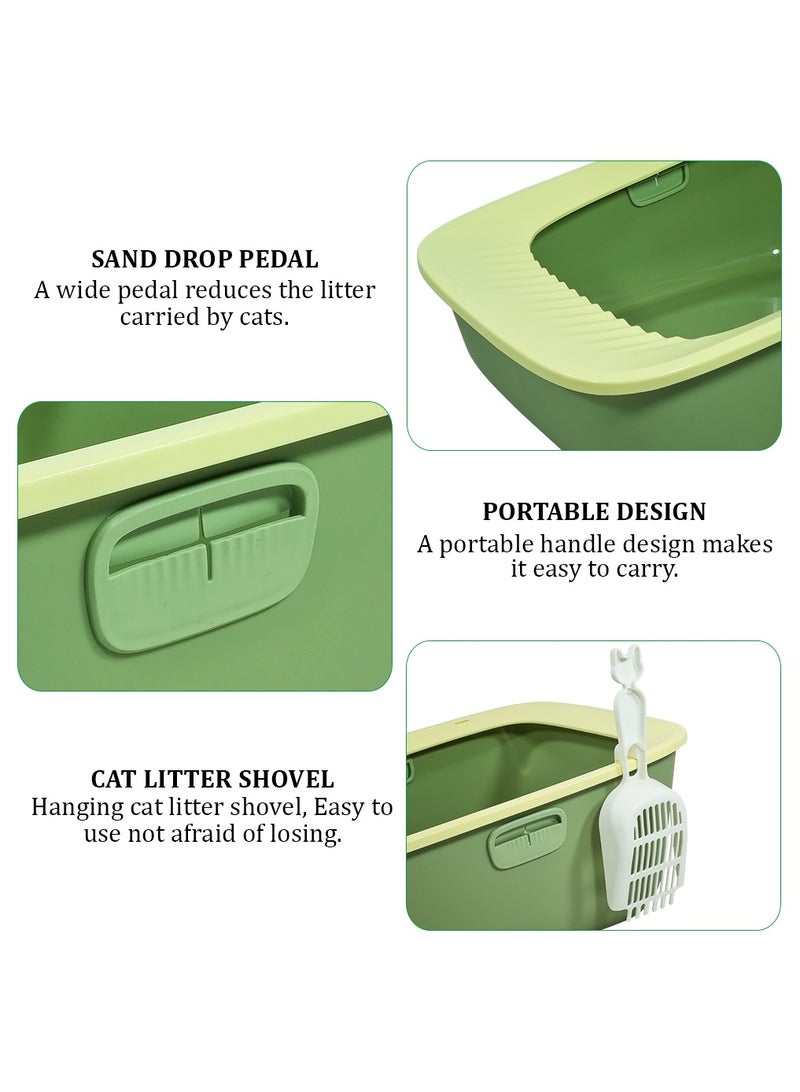 MAJIBAO Cat litter box with Sand drop pedal, Portable design, and Litter scoop, Extra-large semi-enclosed litter box for indoor cats and kittens, Durable plastic and easy to clean 59 cm (Green)  - Image 3
