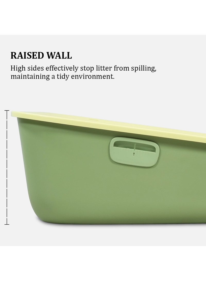 MAJIBAO Cat litter box with Sand drop pedal, Portable design, and Litter scoop, Extra-large semi-enclosed litter box for indoor cats and kittens, Durable plastic and easy to clean 59 cm (Green)  - Image 4