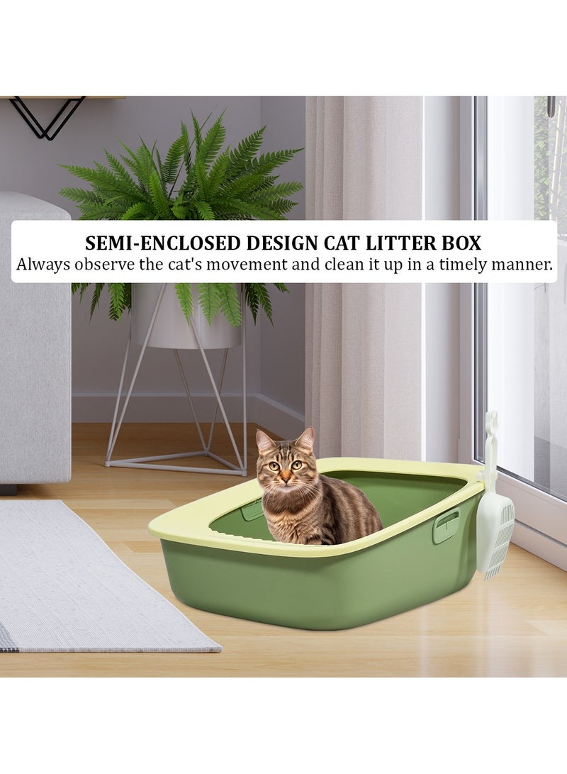 MAJIBAO Cat litter box with Sand drop pedal, Portable design, and Litter scoop, Extra-large semi-enclosed litter box for indoor cats and kittens, Durable plastic and easy to clean 59 cm (Green)  - Image 5