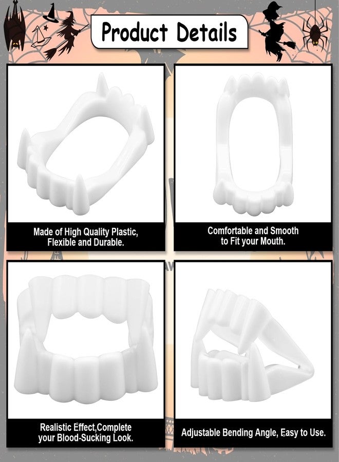 Kreyfer 12 Pcs White Fake Vampire Teeth Fangs - Halloween Vampire Plastic Teeth for Kids, Fun Cosplay Props, Party Favors and Trick or Treat Accessories - Image 3