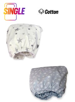 Bebek Özel Baby Special Cotton Baby and Kids Fitted Sheet Gray Stars 100X160 (2 Pieces) 