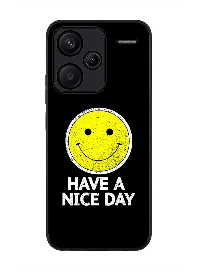 Stylizedd Rugged Black Edge Case for Xiaomi Redmi Note 13 Pro Plus, Slim fit Case Flexible Anti Drop TPU Gel Thin Cover -  Have a nice day  - Image 1