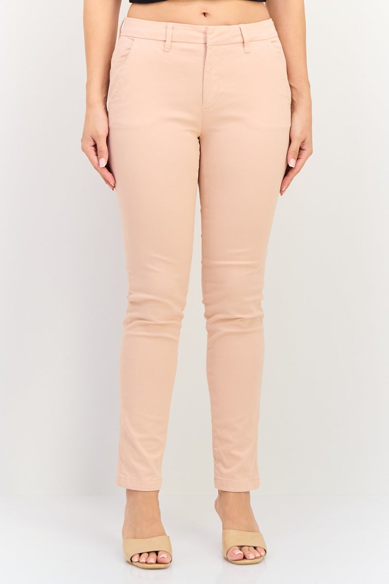 Reiko Women Regular Fit Solid Chino Pants, Pink - Image 1