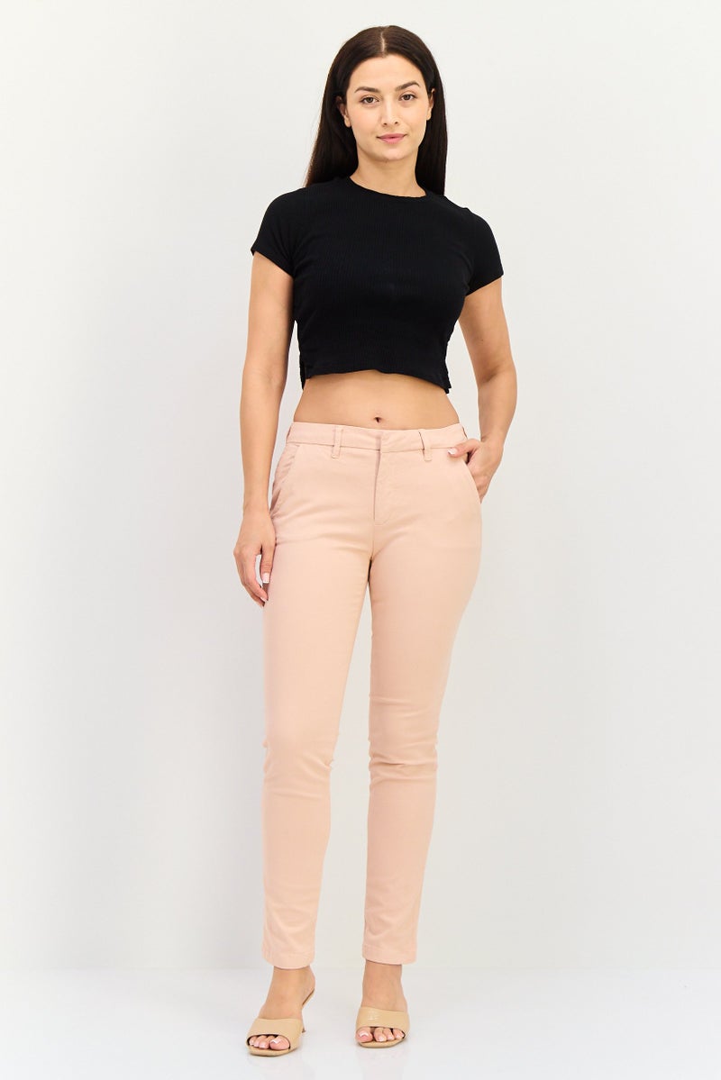 Reiko Women Regular Fit Solid Chino Pants, Pink - Image 4