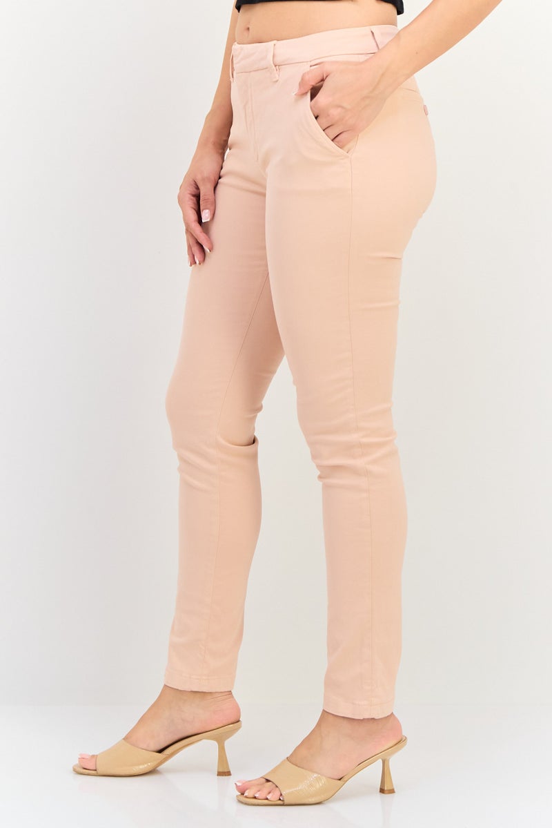 Reiko Women Regular Fit Solid Chino Pants, Pink - Image 2