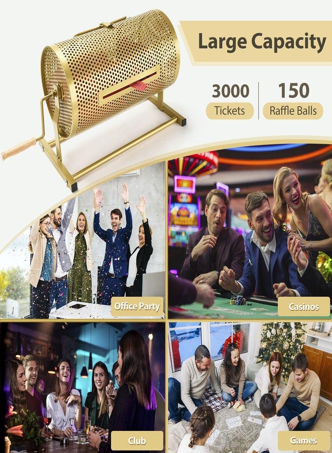 صندوق سحب يانصيب مقاس 15 بوصة × 7 بوصات يتسع لـ 3000 تذكرة، قفص دوار متين لتذاكر اليانصيب مع مقبض دوار خشبي صامت، صندوق تذاكر يانصيب سميك لألعاب اليانصيب والبنغو وكرات اليانصيب - Image 5