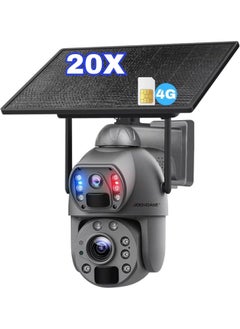 DOCKCASE Dual-Lens 4G Sim Card Solar Powered Outdoor zoom linkage ptz Security Camera  - Image 1