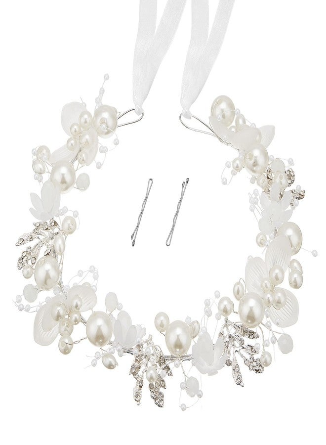 QIUTIMIY Flower Girl Hair Accessory,Princess Headpiece for Bridal Wedding,first communion pearl headpiece for girls Women,Style8 - Image 1