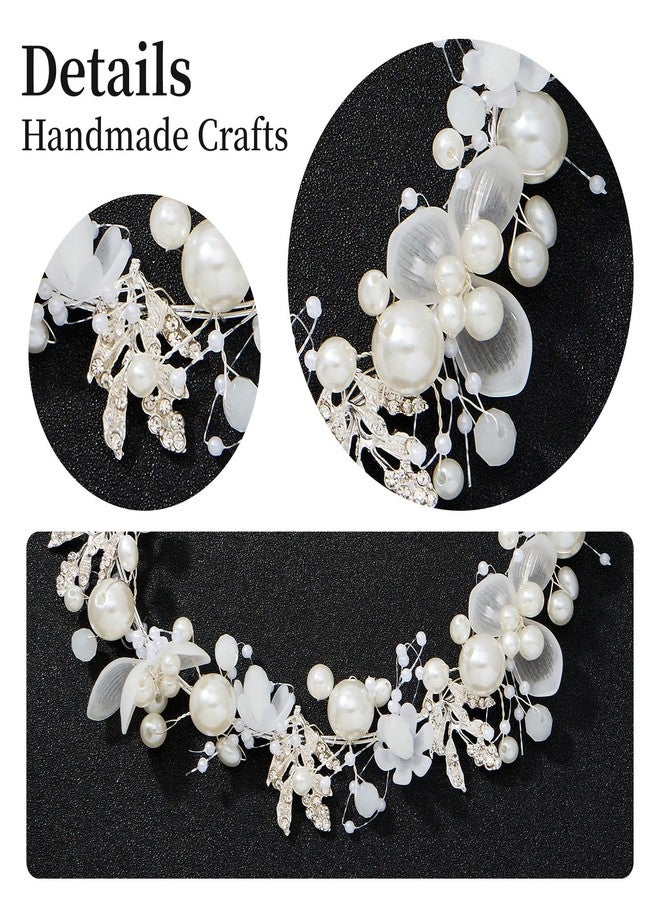 QIUTIMIY Flower Girl Hair Accessory,Princess Headpiece for Bridal Wedding,first communion pearl headpiece for girls Women,Style8 - Image 4