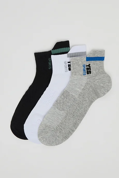R&B 3 Pack Printed Ankle Socks
