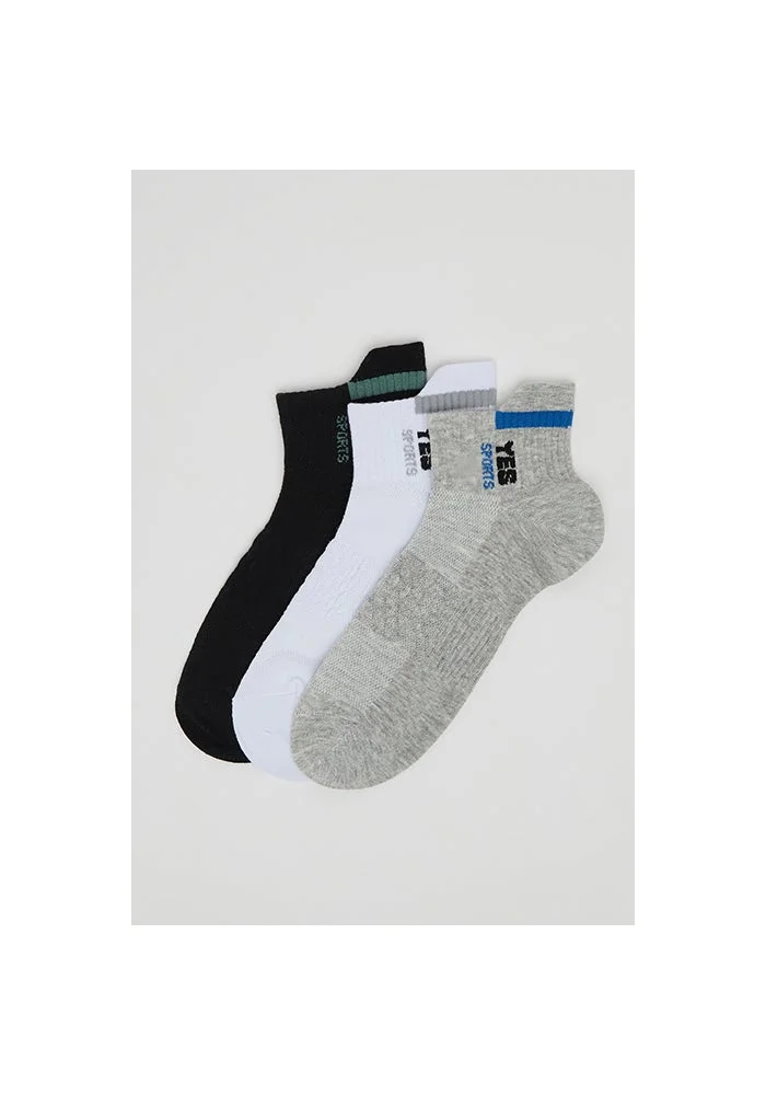 3 Pack Printed Ankle Socks