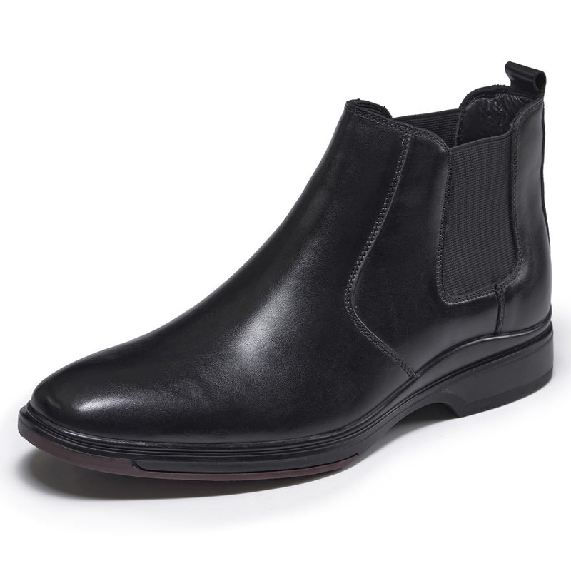 ArcBrothers Men's Chelsea Dress Boots Comfortable Leather Slip On Ankle Black Boots - Image 1