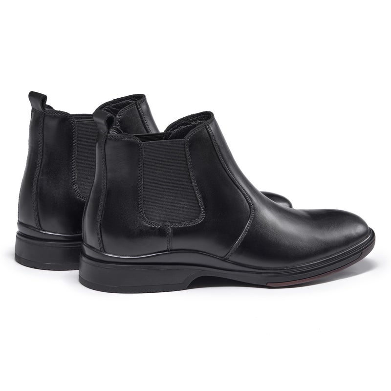 ArcBrothers Men's Chelsea Dress Boots Comfortable Leather Slip On Ankle Black Boots - Image 5