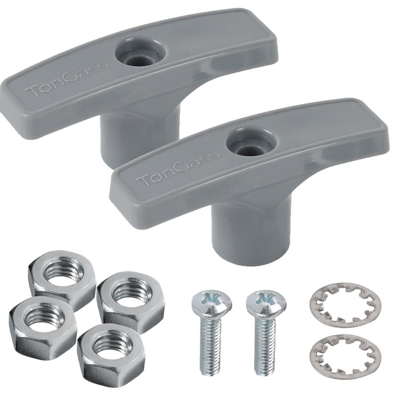 TonGass 2Pack Grey RV Waste Valve Handle Replacement for Extension Rod RV Parts Tank Hose Handle Waste Valve Handles Kits with 4 Nuts 2 Screws 2 Gasket
