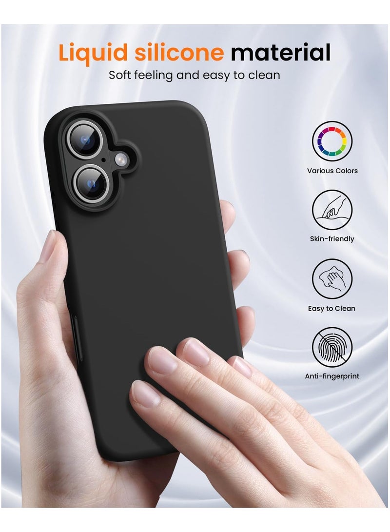 Mlbose iPhone 16 Case, Liquid Silicone Phone Case for iPhone 16 6.1 Inch, Colorful Silky-Soft Protective Cover (Black) - Image 3