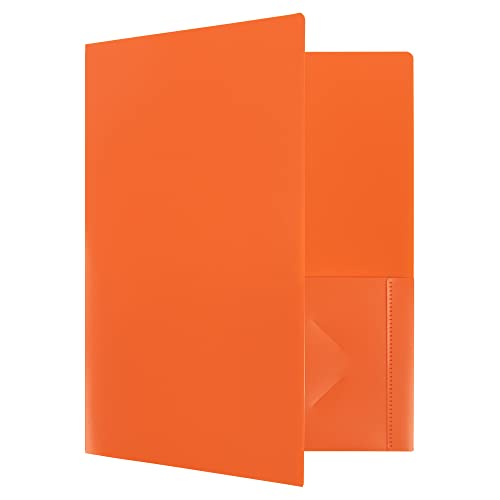 JAM PAPER Heavy Duty Plastic 2 Pocket Extra Tough School Folders - Orange - 6/Pack - Image 5