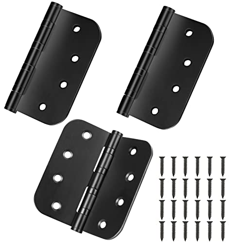 Qkenvo Ball Bearing Door Hinges Stainless Steel Heavy Duty Hinges 4 x 4 inch with 5/8 Inch Radius Corners Commercial Grade 3 Pack (Black) - Image 1