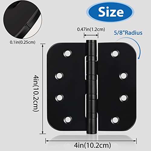 Qkenvo Ball Bearing Door Hinges Stainless Steel Heavy Duty Hinges 4 x 4 inch with 5/8 Inch Radius Corners Commercial Grade 3 Pack (Black) - Image 4