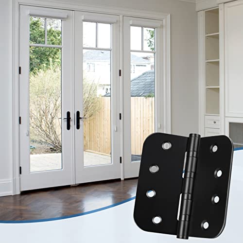 Qkenvo Ball Bearing Door Hinges Stainless Steel Heavy Duty Hinges 4 x 4 inch with 5/8 Inch Radius Corners Commercial Grade 3 Pack (Black) - Image 5
