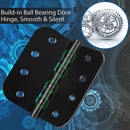 Qkenvo Ball Bearing Door Hinges Stainless Steel Heavy Duty Hinges 4 x 4 inch with 5/8 Inch Radius Corners Commercial Grade 3 Pack (Black) - Image 3