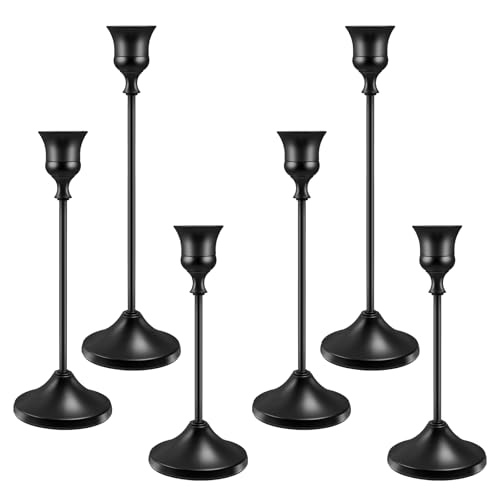 KSWING Candlestick Holders 6 PCS Metal Taper Candle Holders KSWING Black Candle Stick Holders Set Perfect for Table Centerpiece Mantel Party Wedding Christmas Home Decor Set of 6 - Image 1