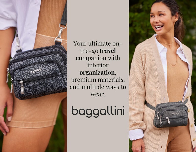 Baggallini womens Triple Zip Bagg cross body handbags, Midnight Blossom, One Size US - Image 2