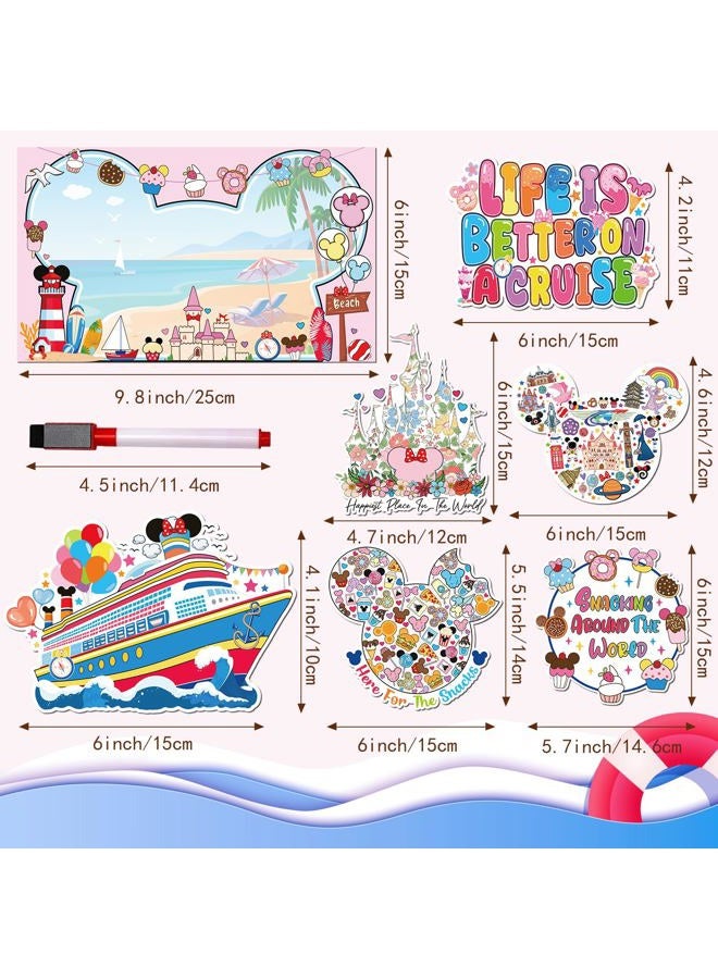 RiVolTa Mouse Cruise Door Magnets - 7 Pcs Cute Ship Cabin Decorations Magnetic Stickers Funny Cartoon Anchor Stateroom Sign Decals for Carnival Party Accessories Car Refrigerator Decor with 3 Pcs Pen - Image 2