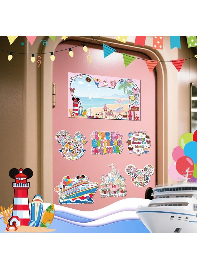 RiVolTa Mouse Cruise Door Magnets - 7 Pcs Cute Ship Cabin Decorations Magnetic Stickers Funny Cartoon Anchor Stateroom Sign Decals for Carnival Party Accessories Car Refrigerator Decor with 3 Pcs Pen - Image 3