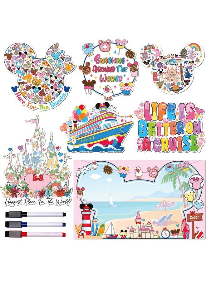 RiVolTa Mouse Cruise Door Magnets - 7 Pcs Cute Ship Cabin Decorations Magnetic Stickers Funny Cartoon Anchor Stateroom Sign Decals for Carnival Party Accessories Car Refrigerator Decor with 3 Pcs Pen - Image 1