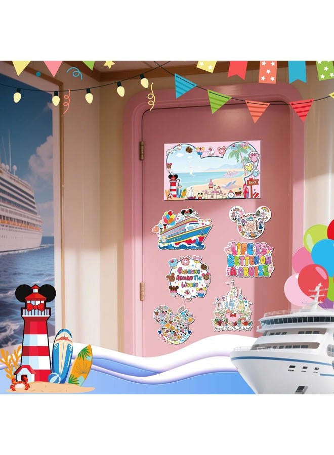 RiVolTa Mouse Cruise Door Magnets - 7 Pcs Cute Ship Cabin Decorations Magnetic Stickers Funny Cartoon Anchor Stateroom Sign Decals for Carnival Party Accessories Car Refrigerator Decor with 3 Pcs Pen - Image 4