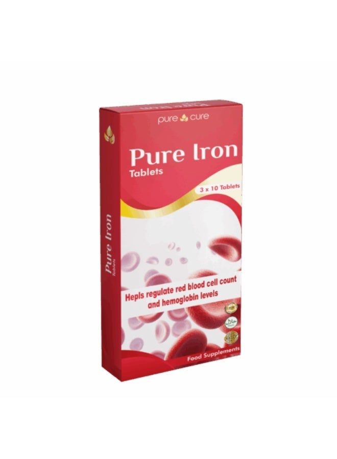 Pure Iron Tablets Dietary Supplement Hemoglobin Support 30 Tablets