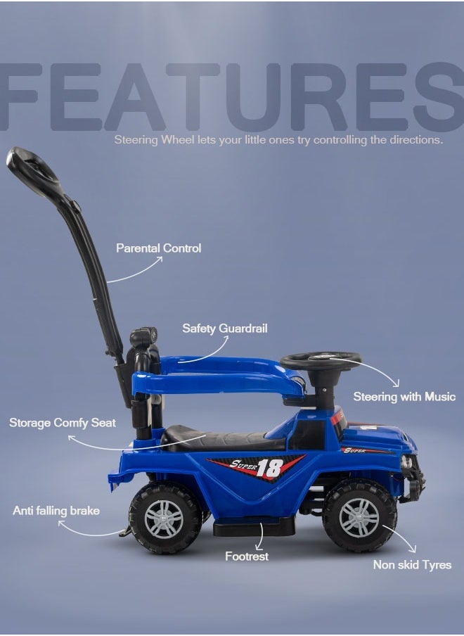 BAYBEE Baybee Draco 2 in 1 Push Ride on Toy for Kids, Ride on Car Kids Jeep with Push Handle, Safety Bar, Music, Light & Storage | Push Car for Baby | KidsCar for Toddlers 1 to 3 Years Boys Girls (Blue)  - Image 4