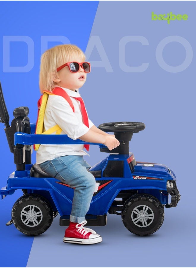BAYBEE Baybee Draco 2 in 1 Push Ride on Toy for Kids, Ride on Car Kids Jeep with Push Handle, Safety Bar, Music, Light & Storage | Push Car for Baby | KidsCar for Toddlers 1 to 3 Years Boys Girls (Blue)  - Image 2