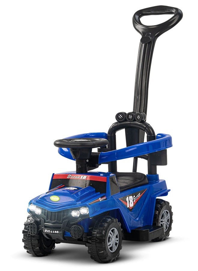 BAYBEE Baybee Draco 2 in 1 Push Ride on Toy for Kids, Ride on Car Kids Jeep with Push Handle, Safety Bar, Music, Light & Storage | Push Car for Baby | KidsCar for Toddlers 1 to 3 Years Boys Girls (Blue)  - Image 1