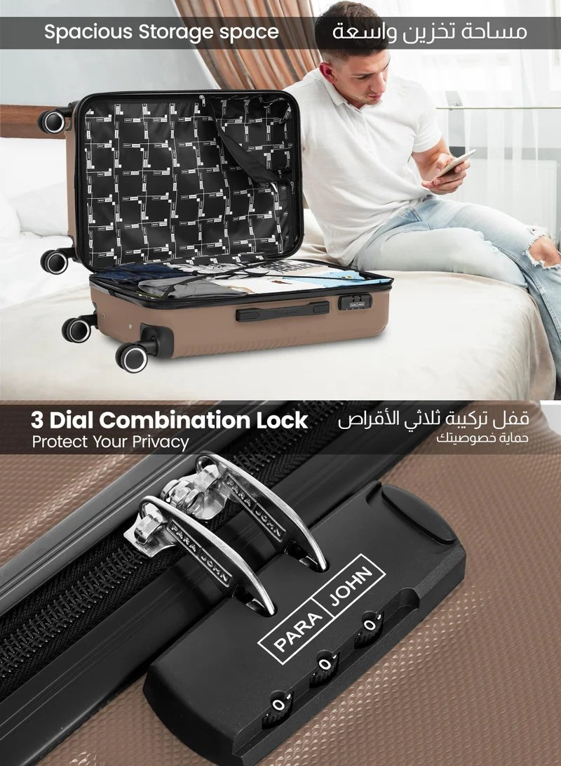 Parajohn S (20 inch) Cabin Size Lightweight ABS Hardside Spinner Luggage Trolley -20 Inch | Carrying 10KG 8 Wheel Hardshell Suitcase Champagne  | Best Price UAE