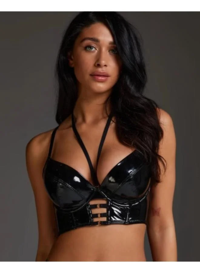 هانك مولر حمالة صدر سوداء مغرية مبطنة بسلك سفلي طويل