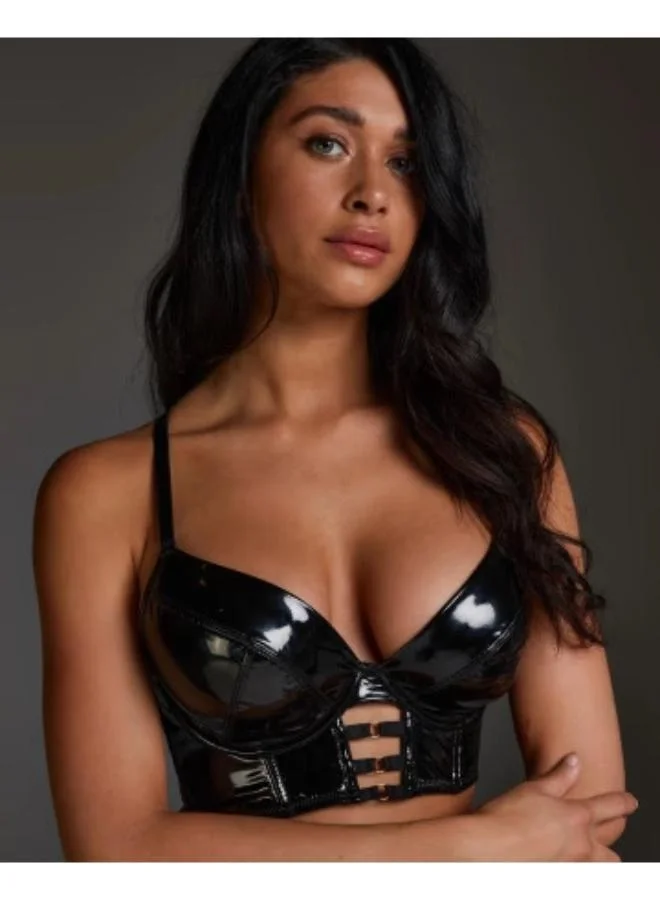 هانك مولر حمالة صدر سوداء مغرية مبطنة بسلك سفلي طويل